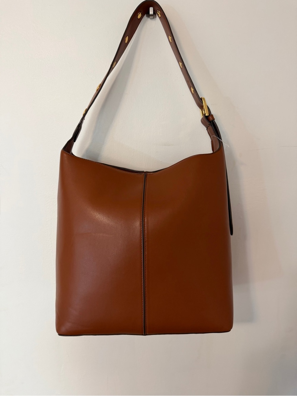Designer Vibes Shively Hobo Bag Bucket Bag Cognac Brown Faux Leather